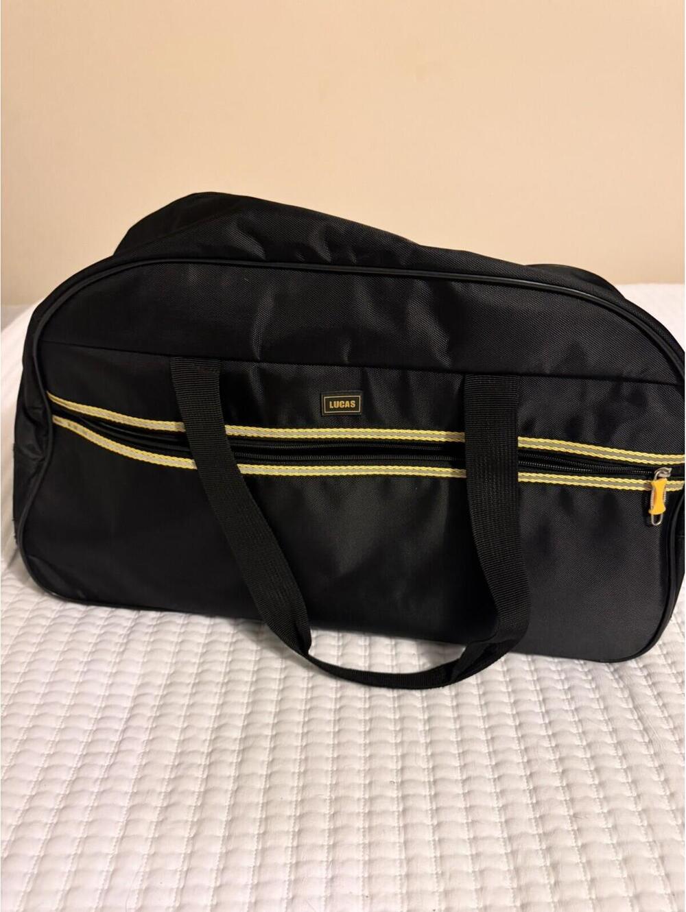Lucas Rolling Duffel Bag Black And Yellow Travel Bag - Picture 3 of 6